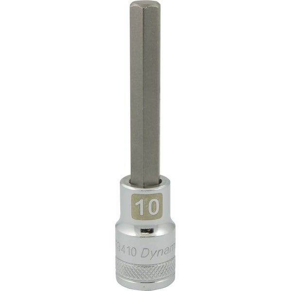 Tools 1/2" Drive Metric Hex Head, 10mm Long Bit, Chrome Finish Socket